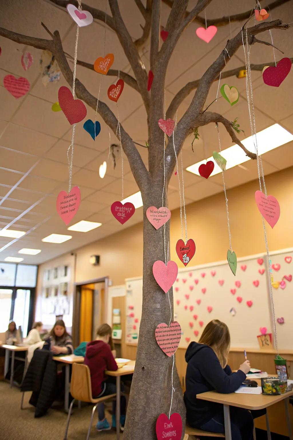 Interactive affection tree fostering thankfulness and kinship.