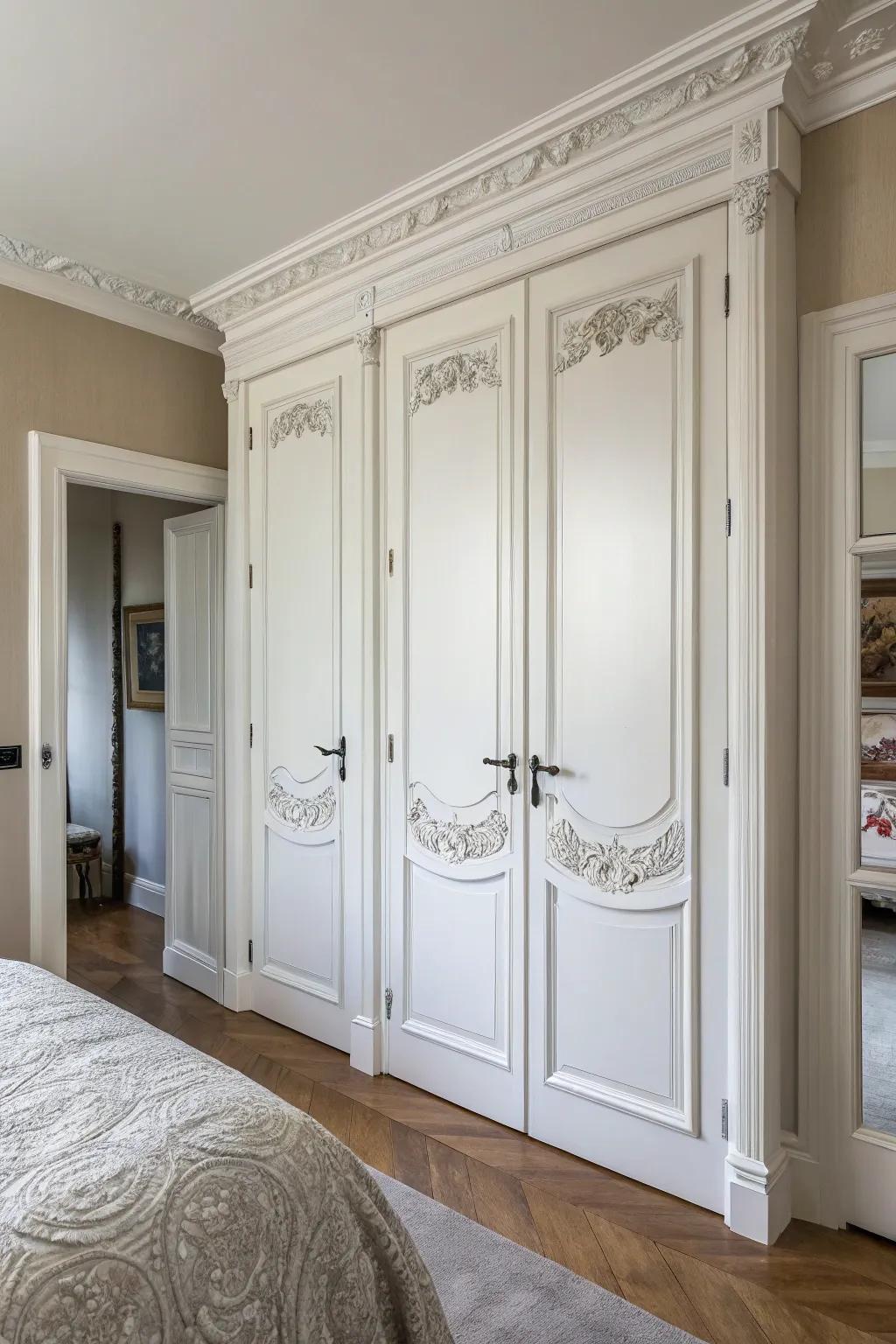 Elegant doors impart timeless elegance to any bedroom.