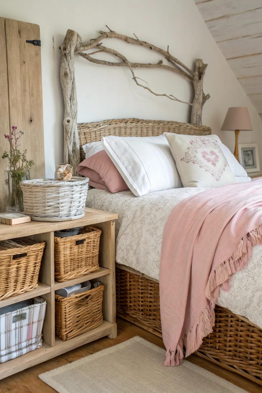 Natural textures usher the outdoors in for a seaside ambiance.