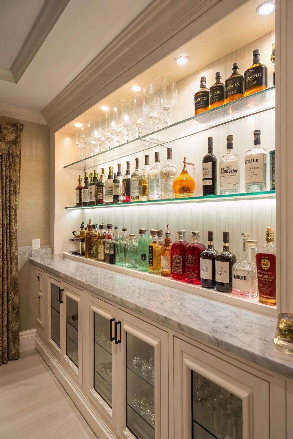 Artistic formations transform your bar into an eye-catching focal point.