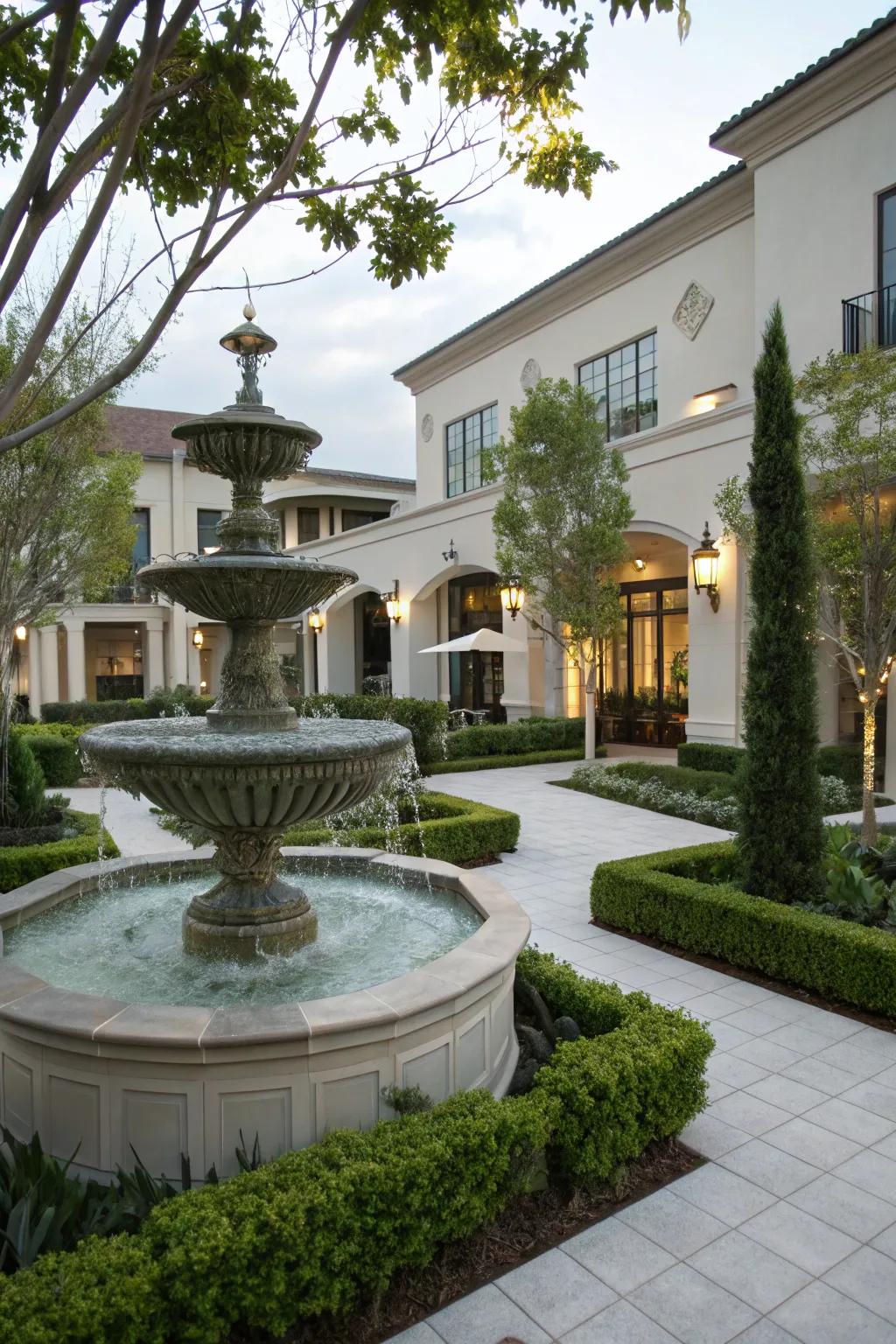 Hydrological elements introduce tranquility and visual intrigue.