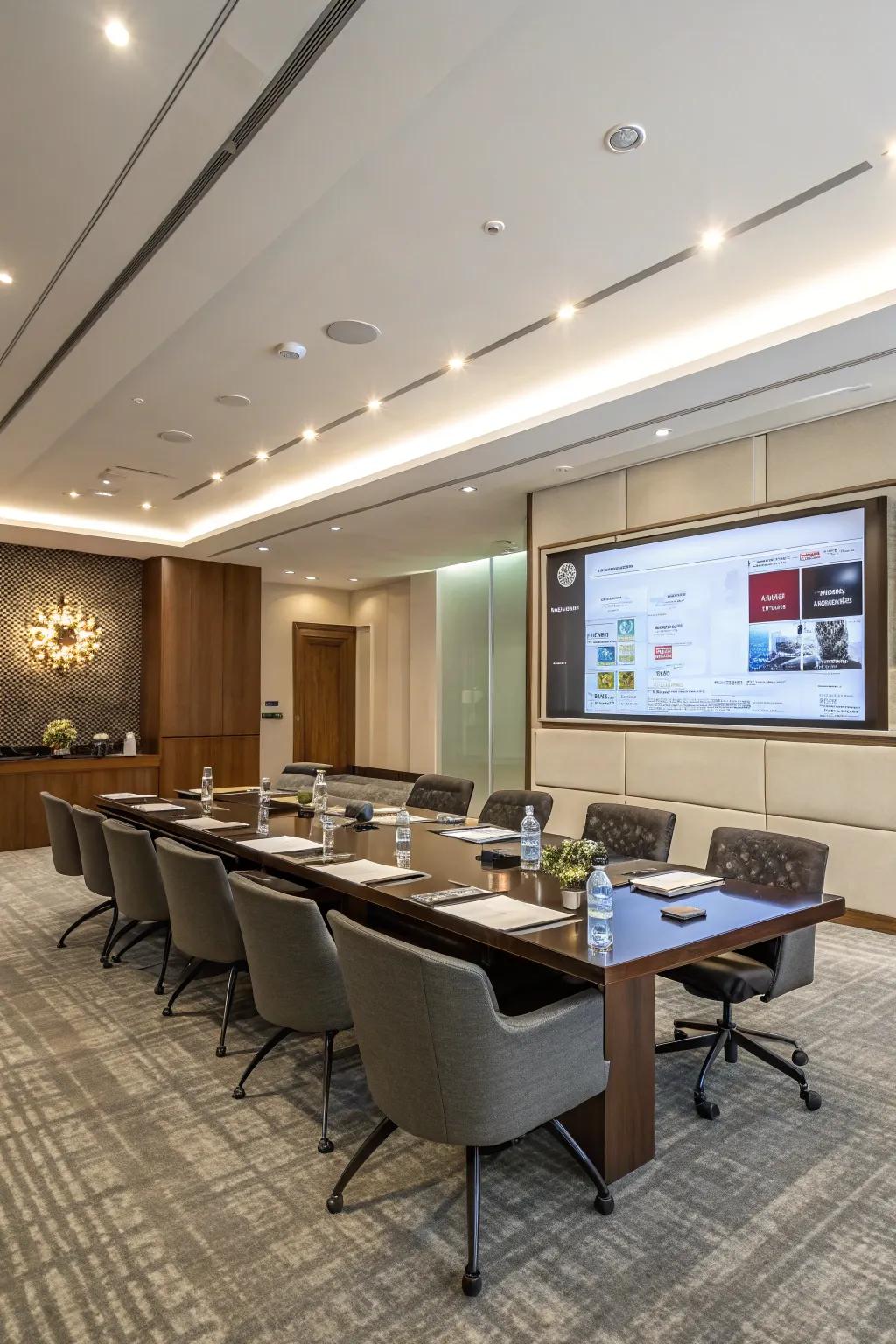 Technology integration is key to modern conference room functionality.