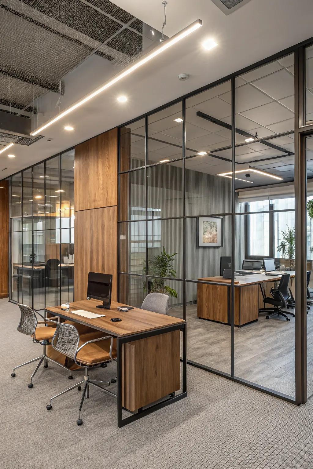 A modern design scheme that incorporates a mix of diverse materials.