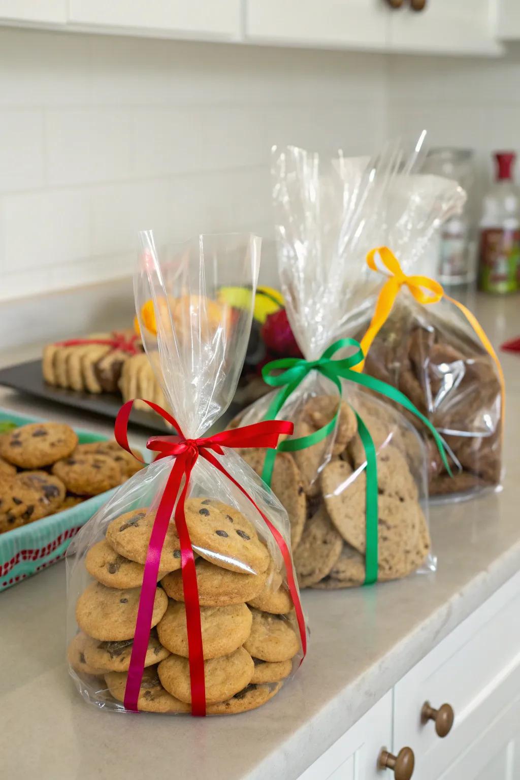 See-through bags elegantly display biscuits while keeping them fresh.