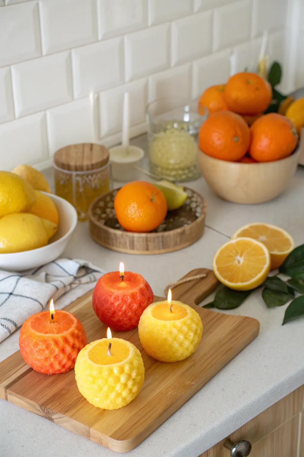 Orchard fruit candles infuse a vibrant, playful element.
