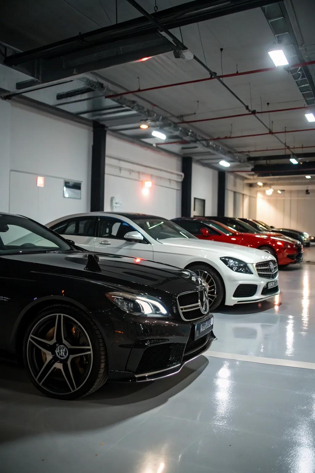 An exhibition garage that focuses on your car collection with tactical illumination.