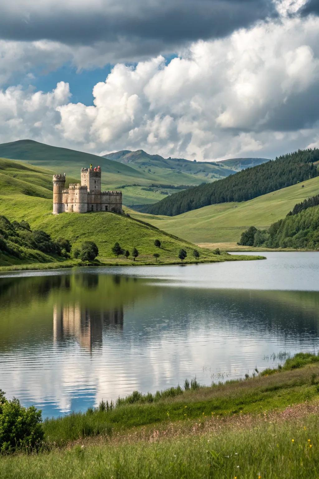 Nature's beauty complements castle grandeur.