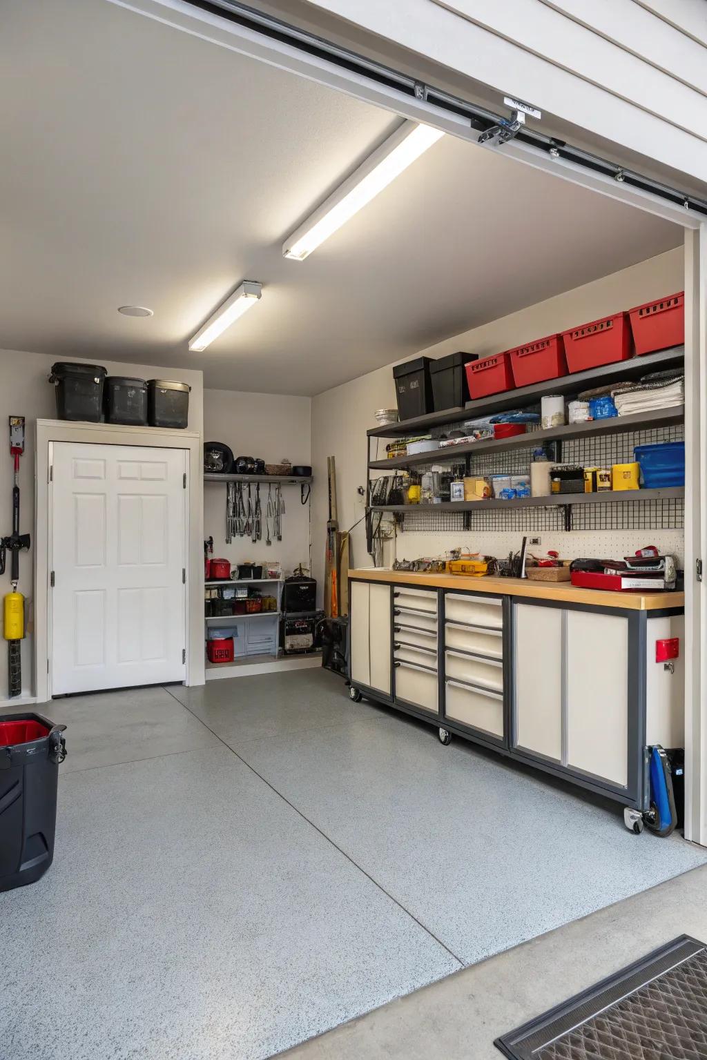 A well-organized garage lets the flooring shine.