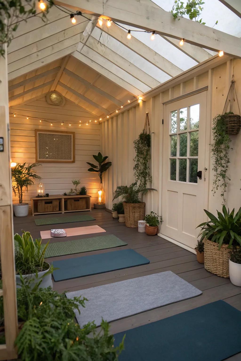 A peaceful yoga studio for serenity and relaxation.