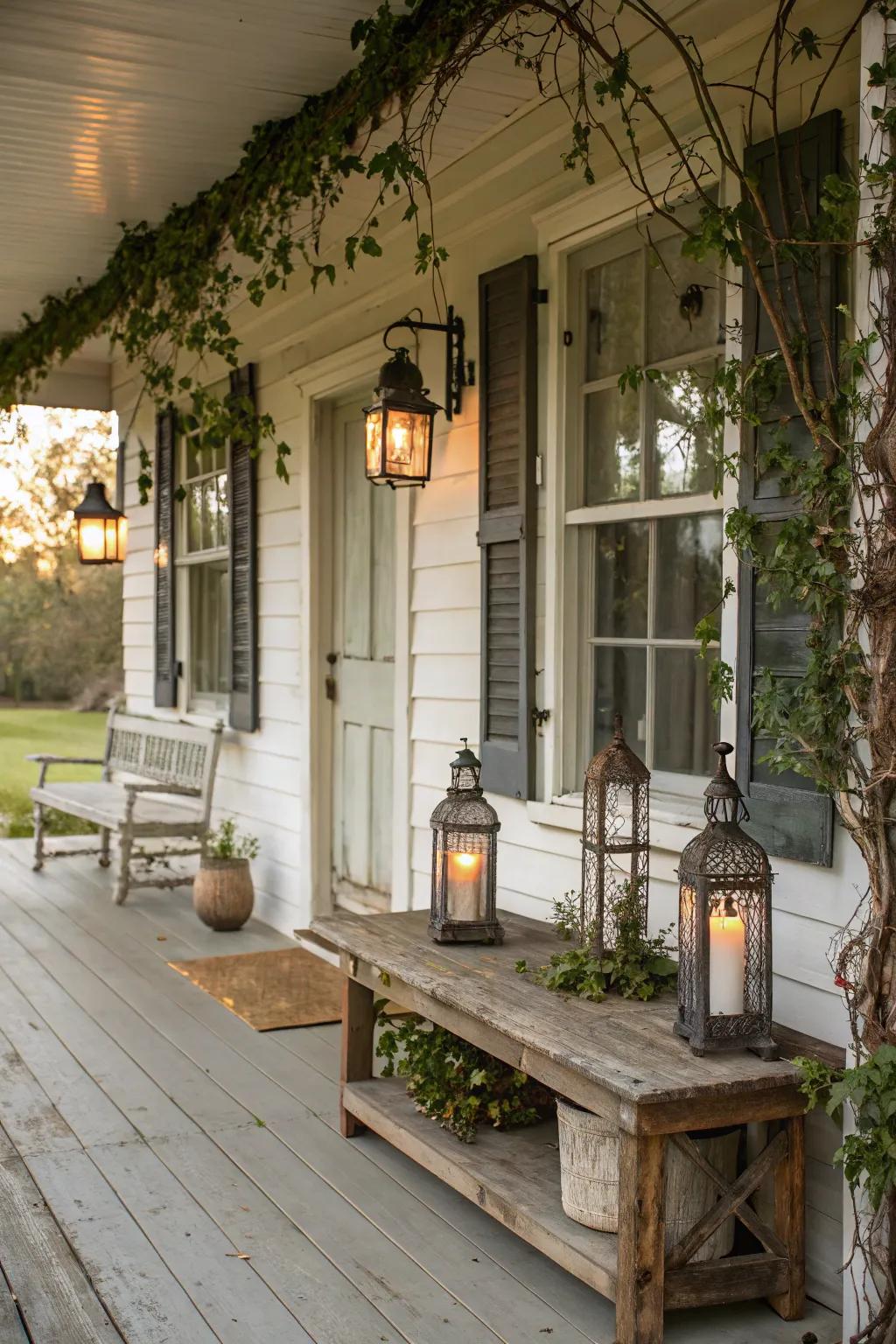 Vintage touches give timeless character to this country porch.