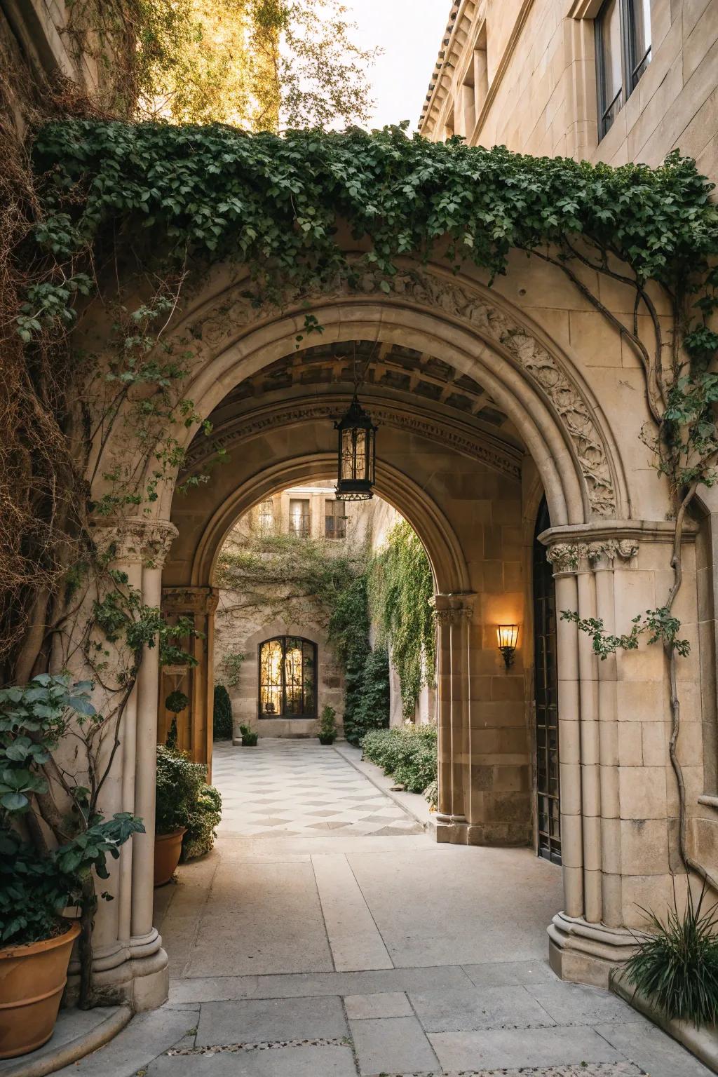 A curved entryway adds a hint of architectural elegance.