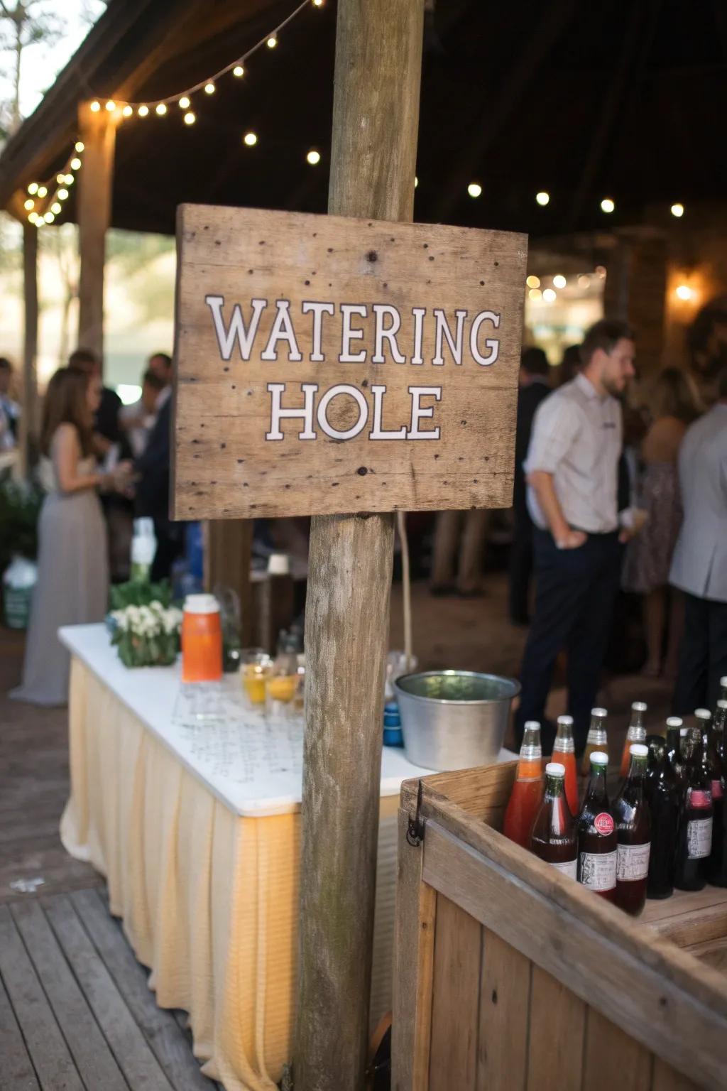 Western-style directionals add personality and guide guests to all the fun spots.