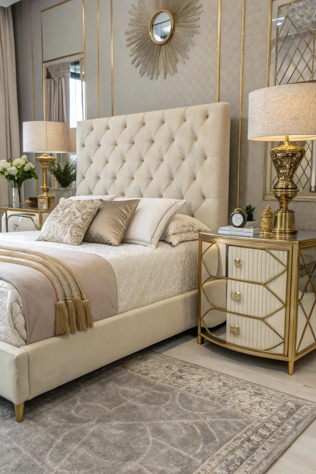 Carefully chosen furnishings establish the character of an elegant bedroom.