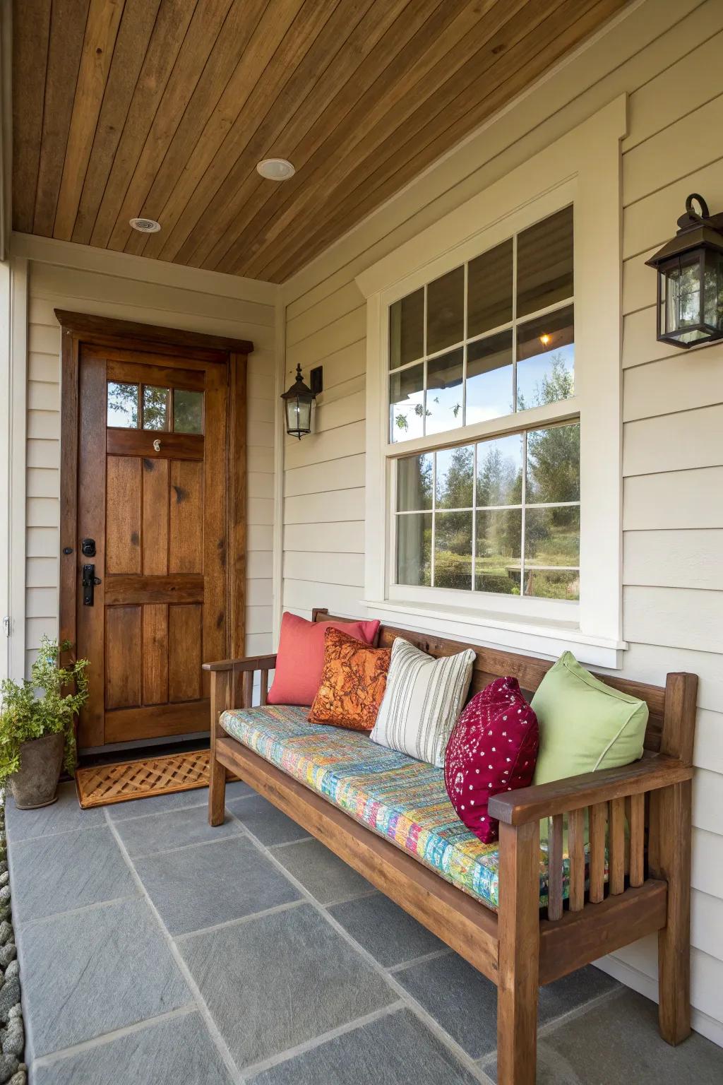 A comfy seat turns a porch into a snug retreat.