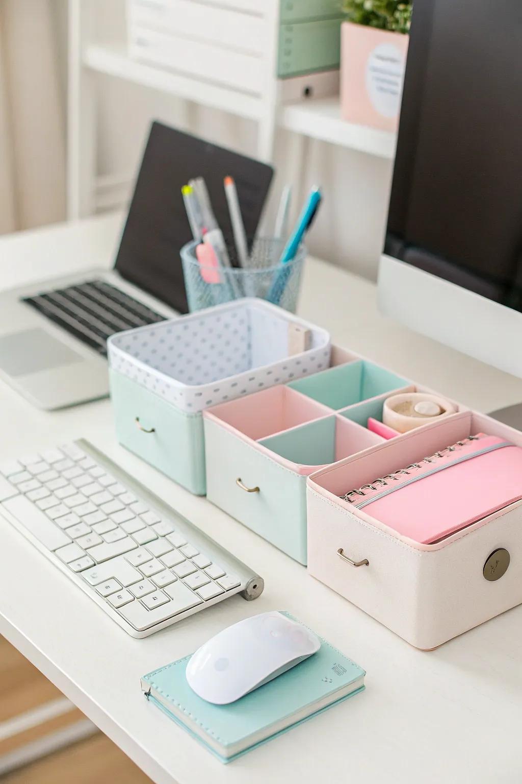 Chic organizers maintain the tidiness and panache of your PC station.