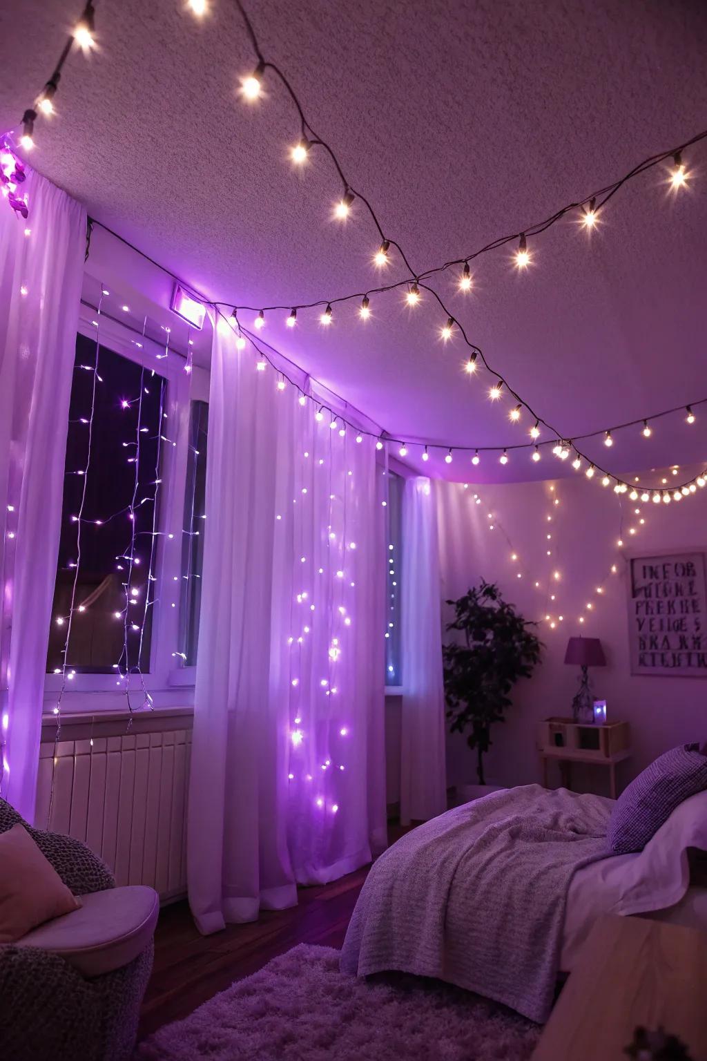 Fairy lights adding a touch of magic to the room.