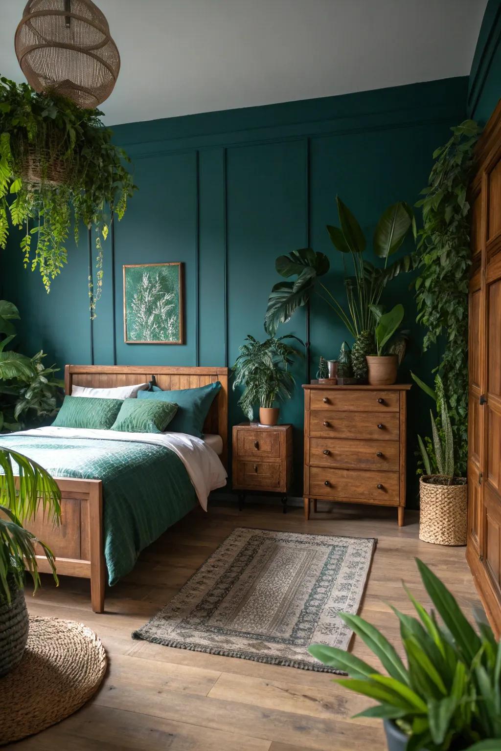 Natural elements introduce freshness and equilibrium to teal.