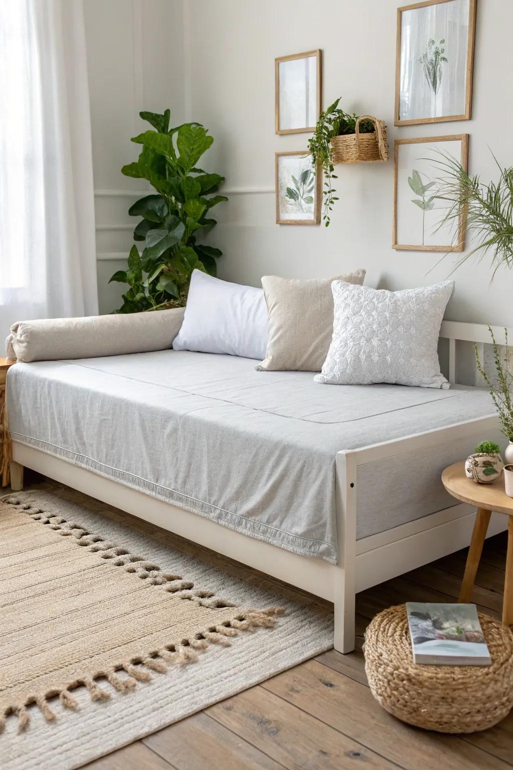 Minimalist daybed with muted hues