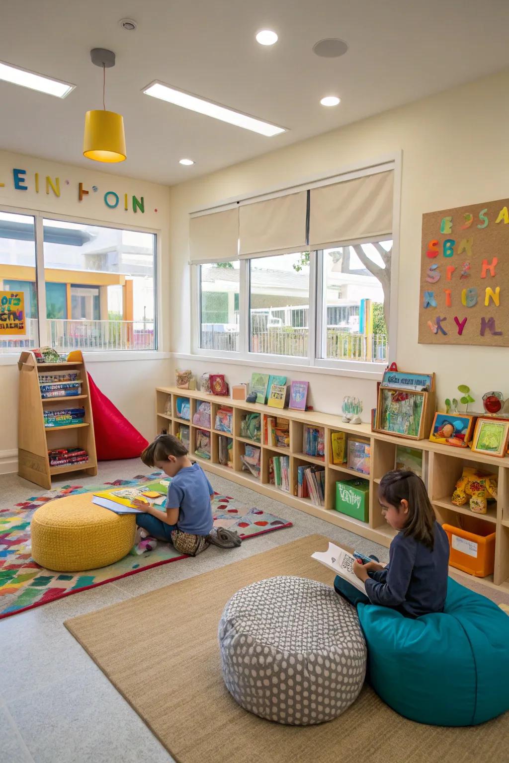 Clearly defined play zones intended for focused activities.