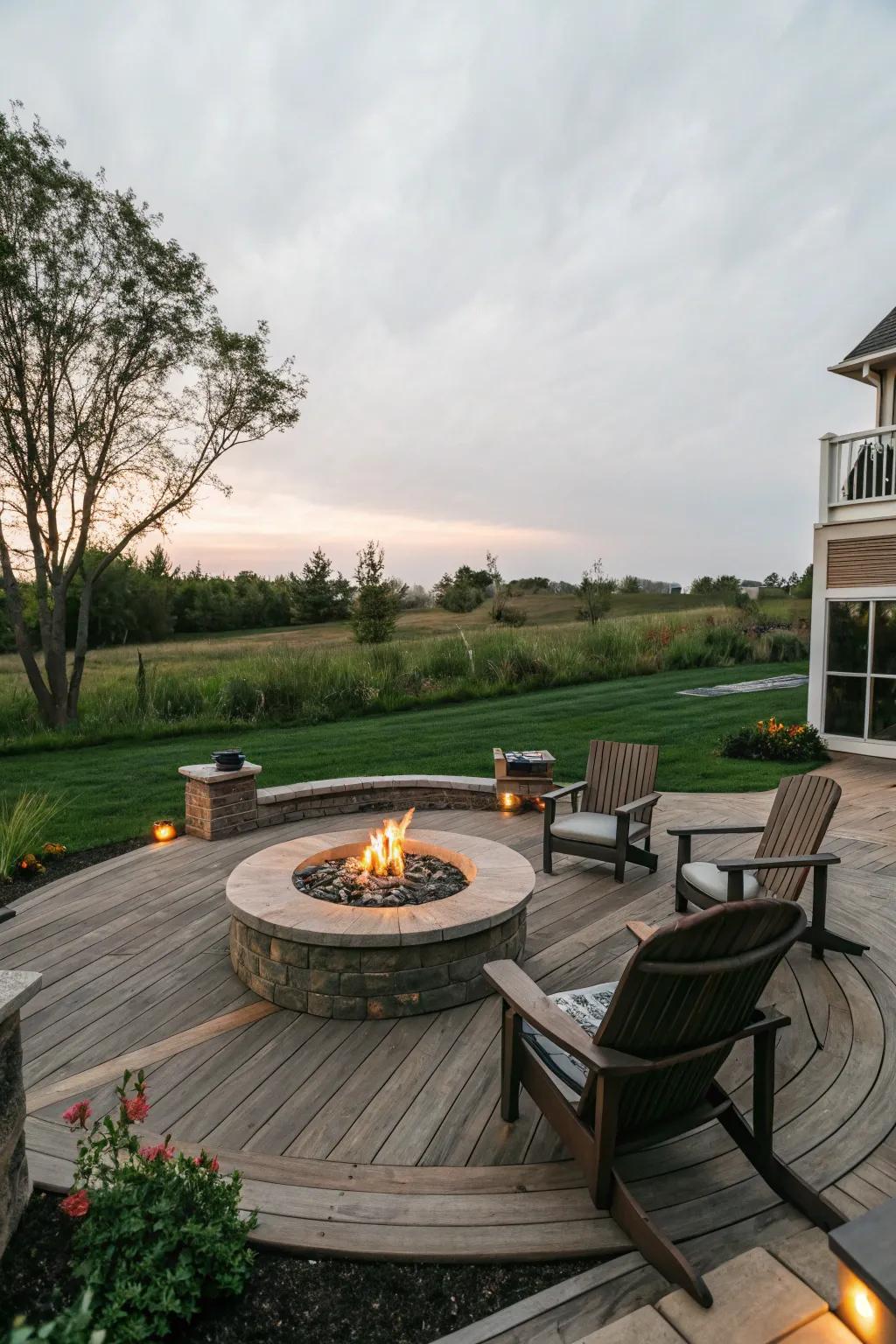 Cultivate a cozy setting with a circular seating layout centered around your hearth.