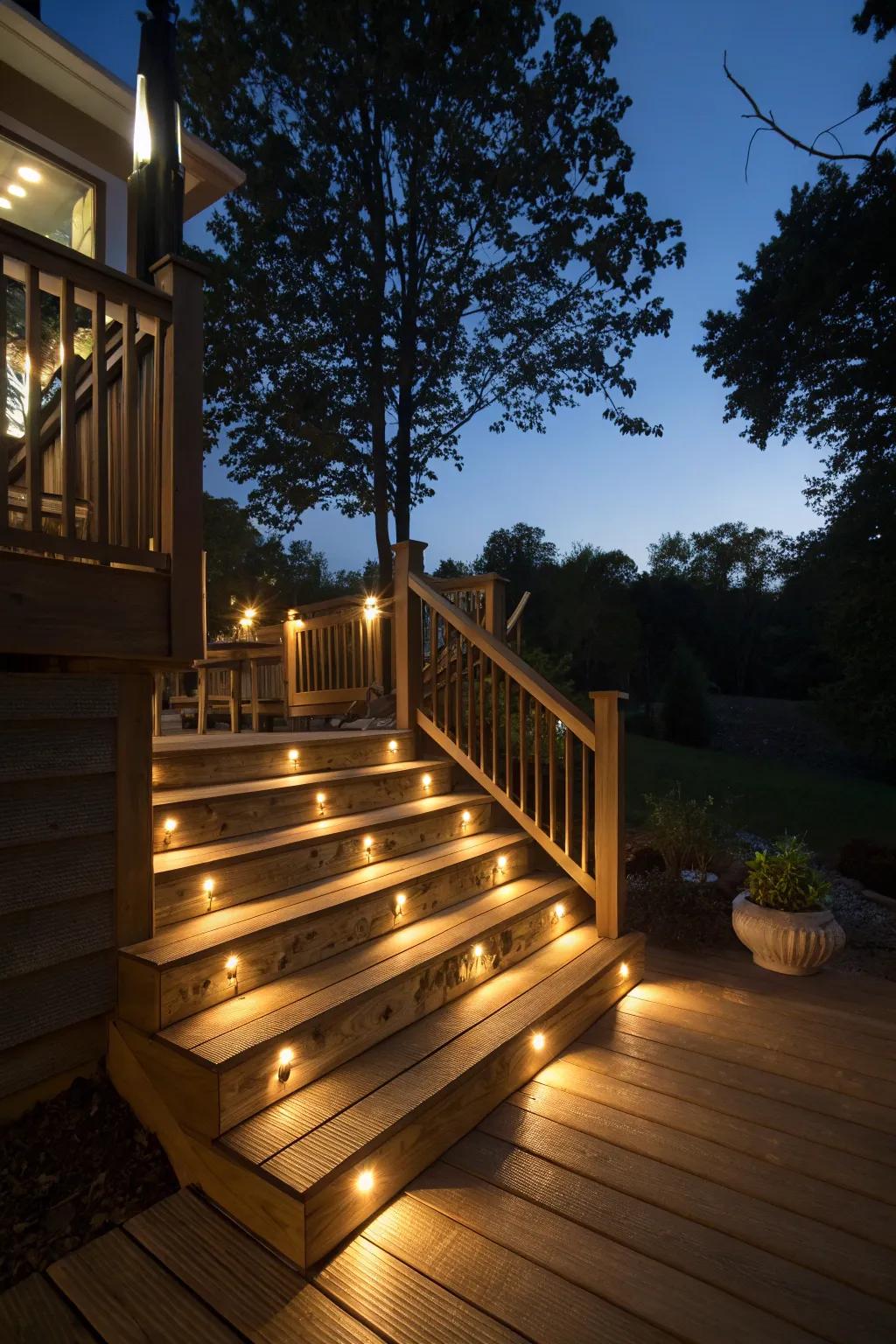 Light up your staircase with fashionable integrated lights.