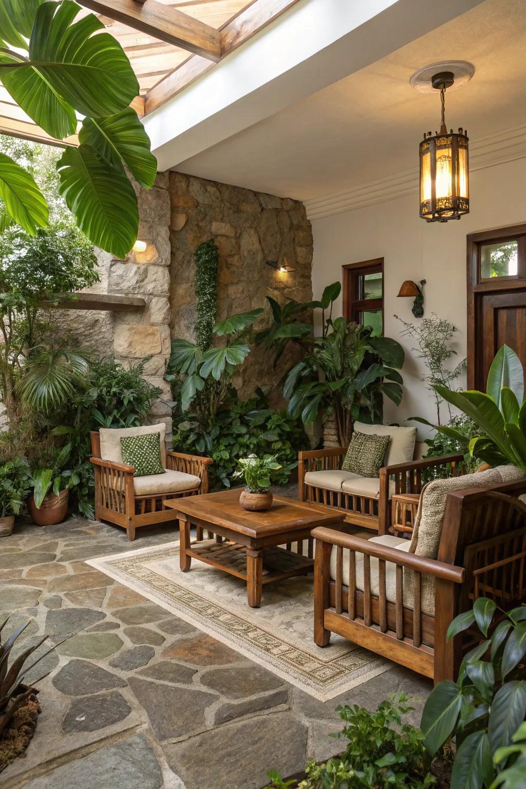 Unspoiled elements introduce freshness and vitality to indoor spaces.