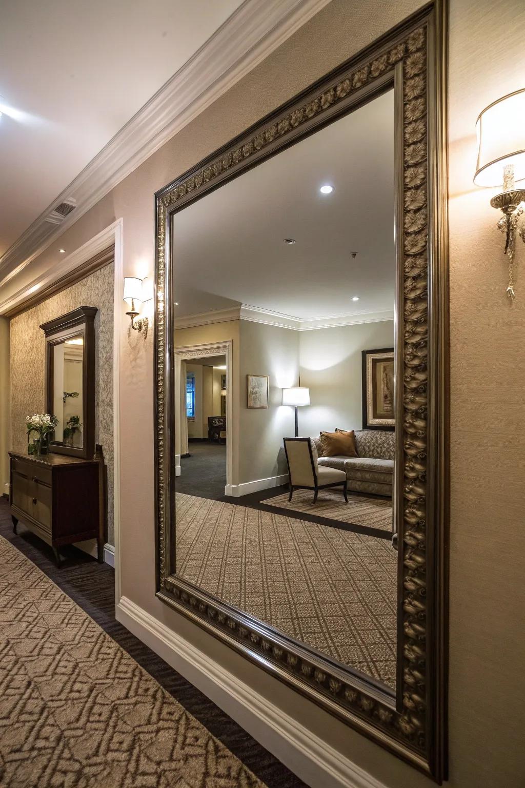 Mirrors introduce depth and light to small areas.