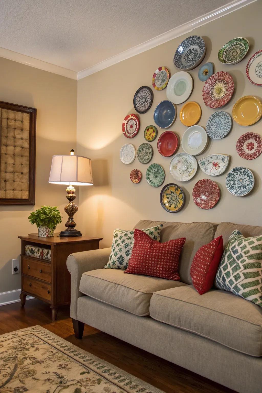 Plates harmonized with the chamber's color scheme for a harmonious visual.