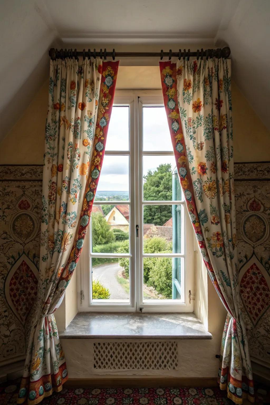 Striking drapes introduce both style and seclusion to your dormer.