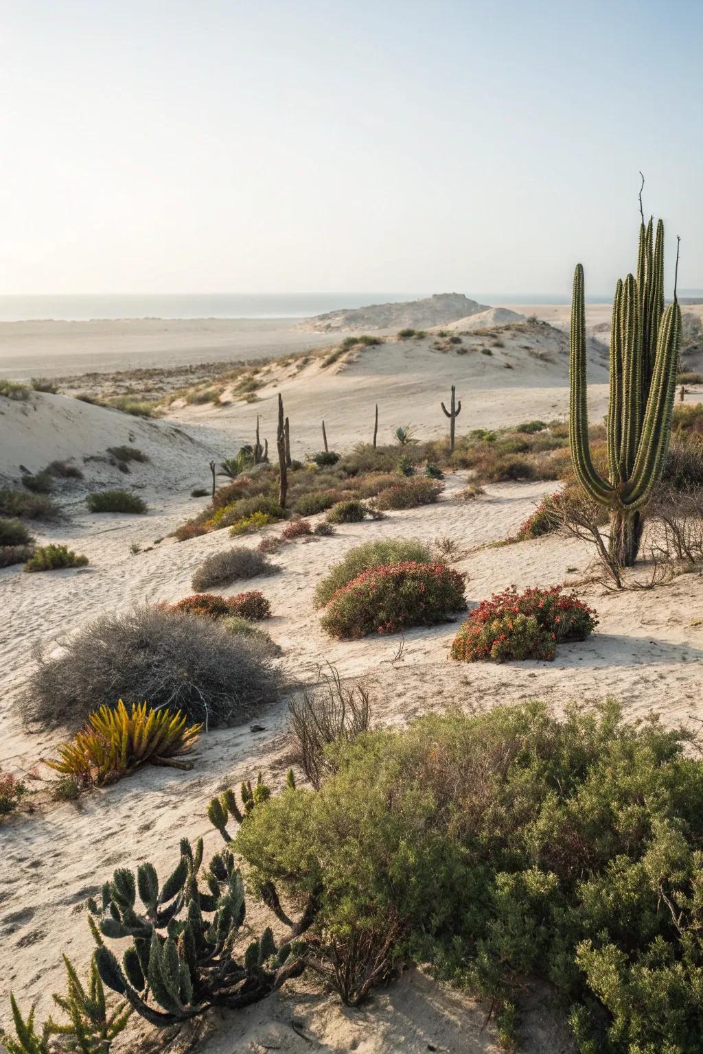 Restrained planting showcases each plant's individual beauty within a desert ambiance.