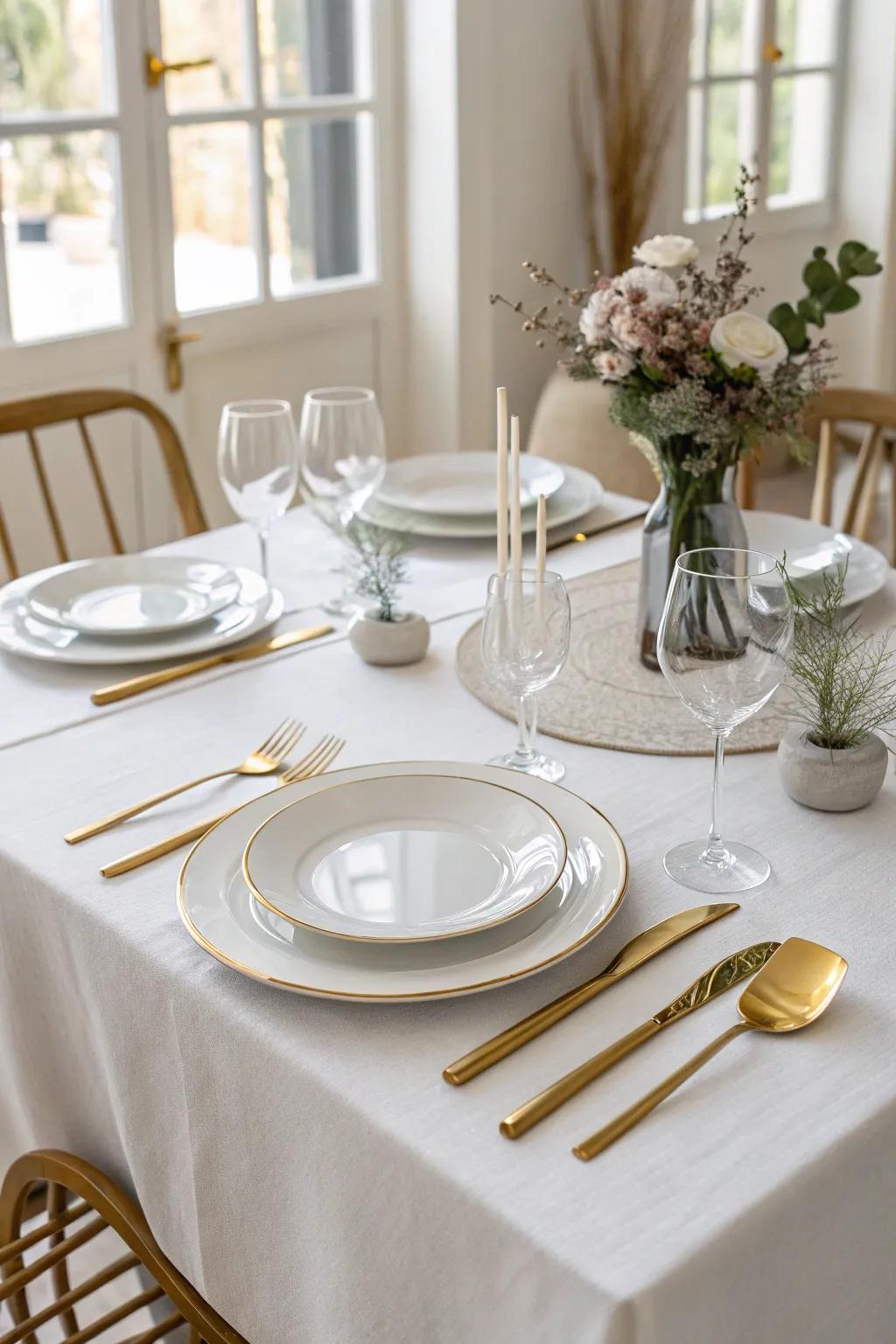 Gold accents add a touch of glam to any table.