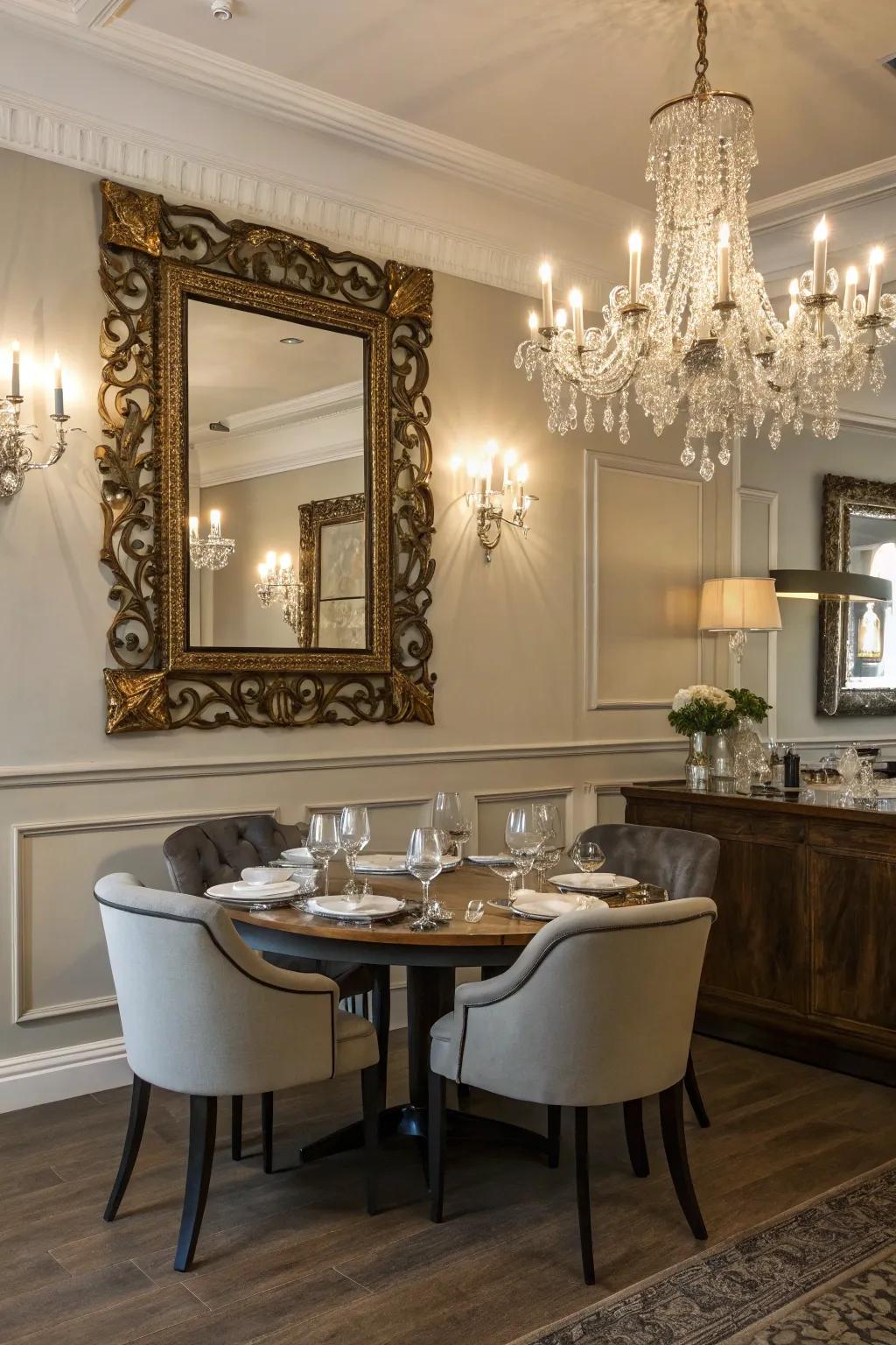 A decorative frame lends a vintage touch to modern decor.