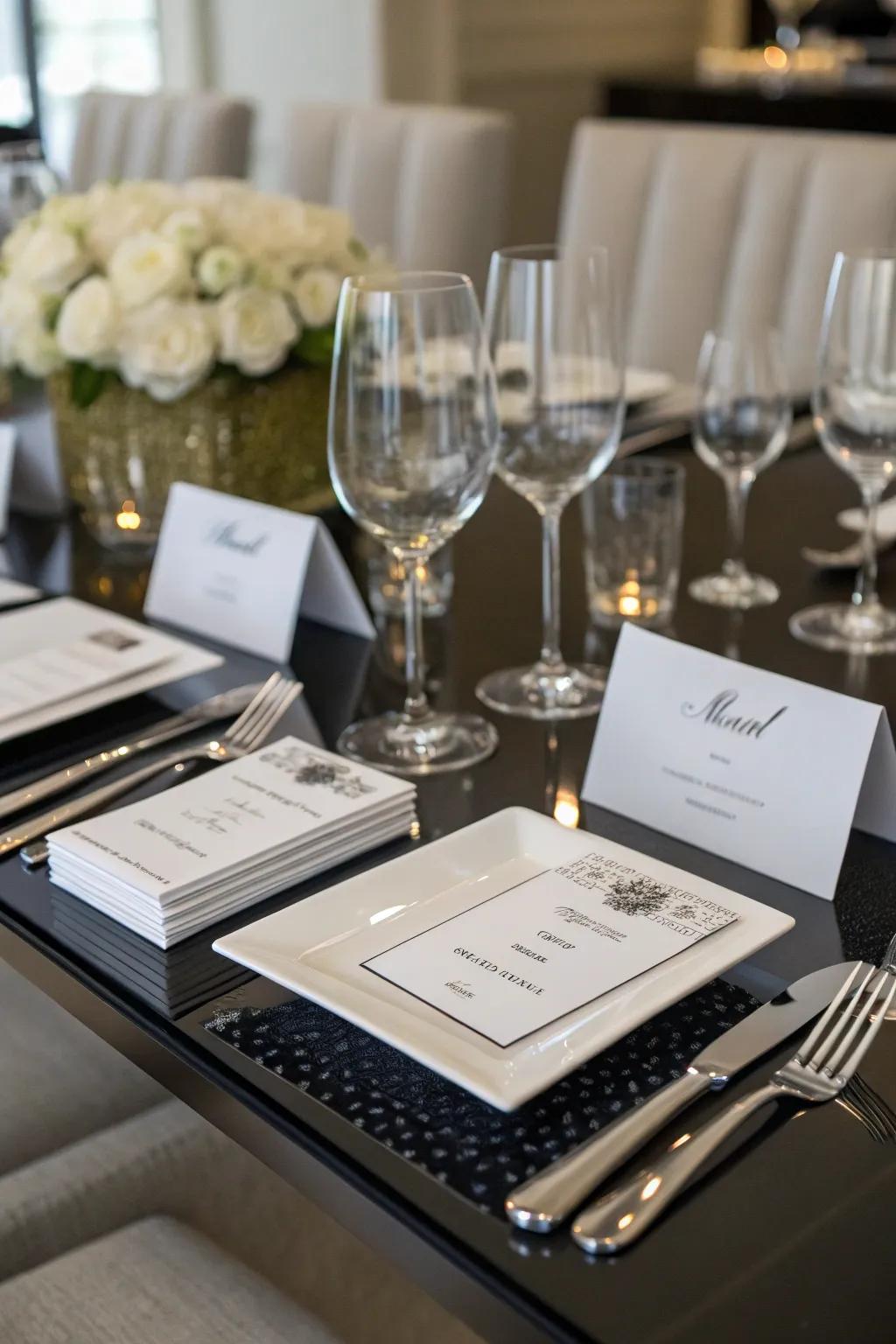 Monochrome minimalism infuses sophistication into every setting.