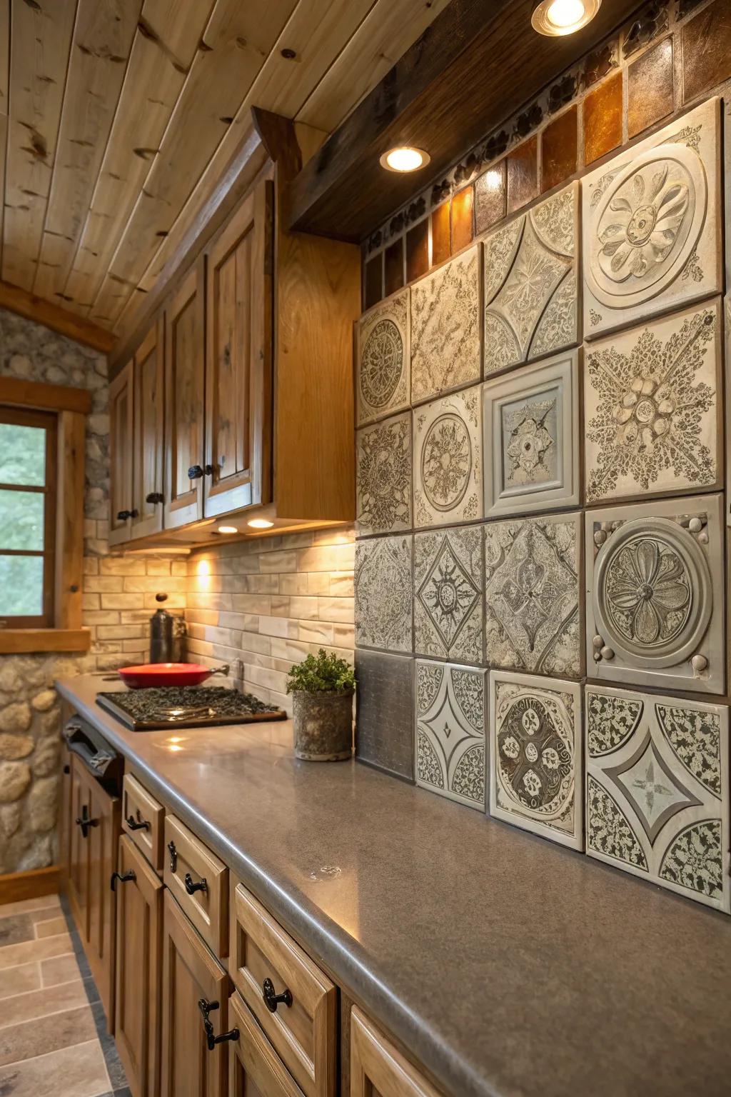 Repurposed metal panels imbue a classic allure into any kitchen.