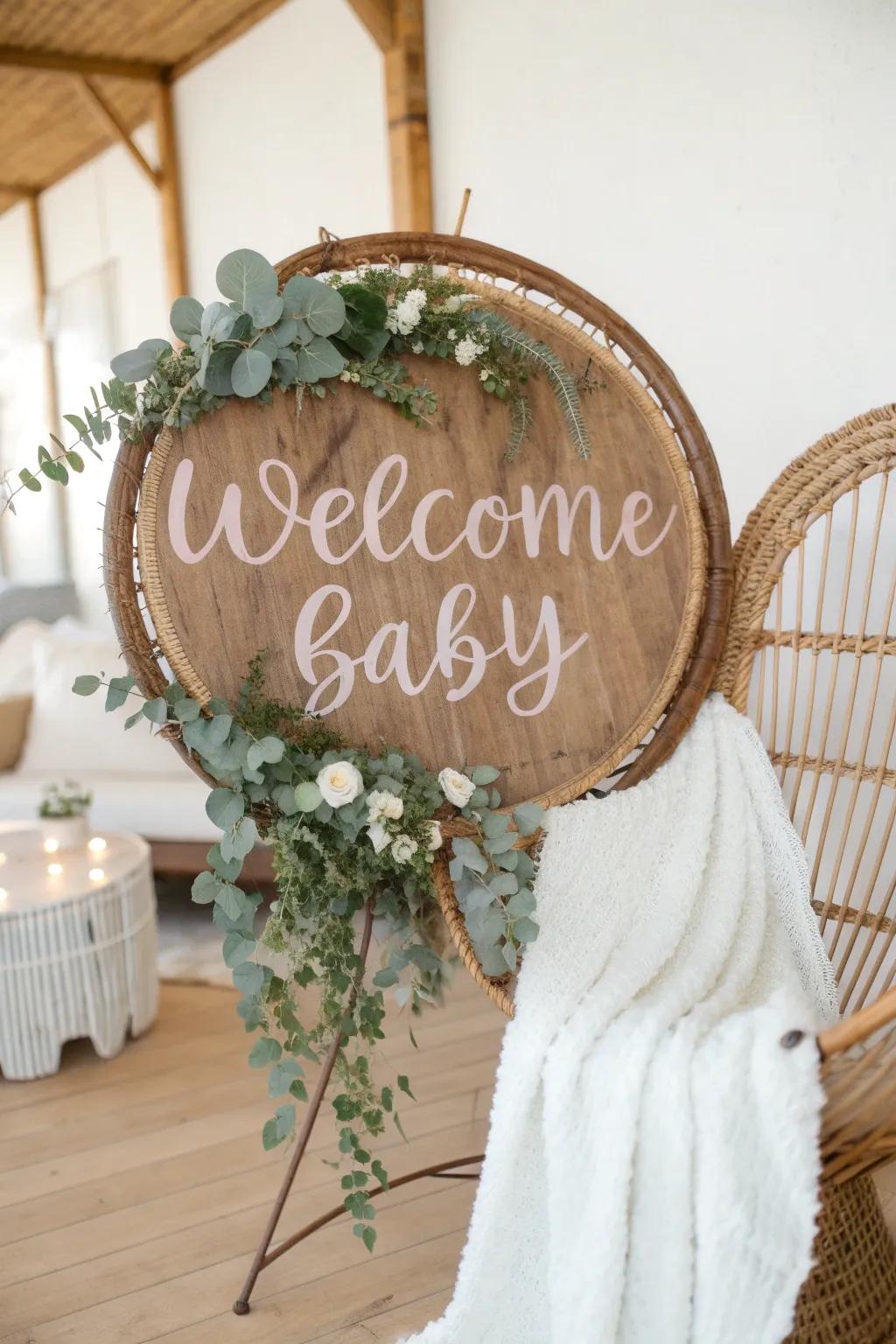 Infuse a personal touch into your baby shower with a delightful DIY chair sign.