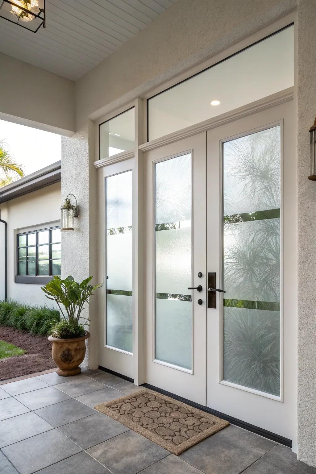 Produce an etched glass appearance to update your door windows with this uncomplicated DIY venture.