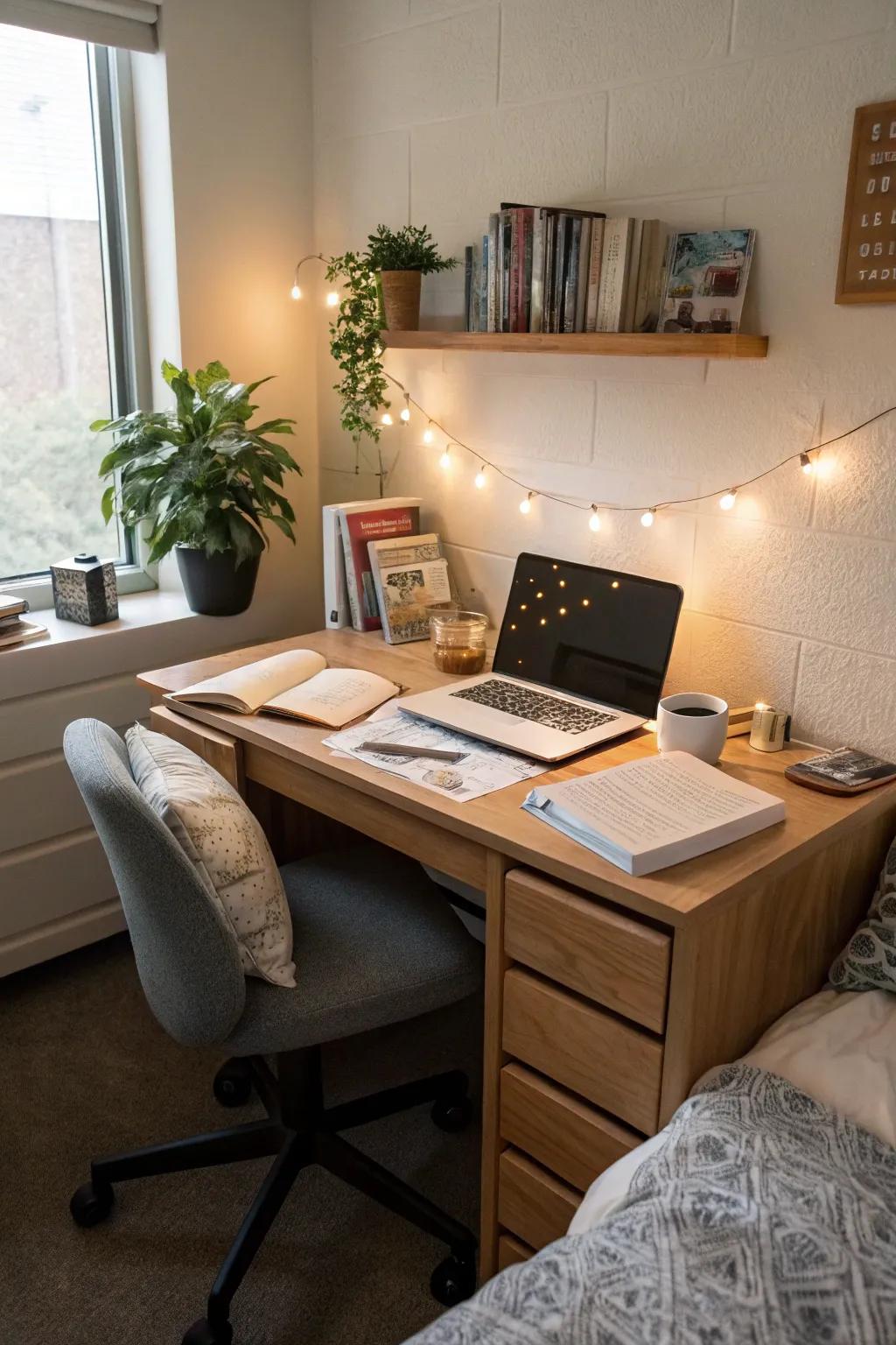 Create a study area that works well with furniture that’s useful.
