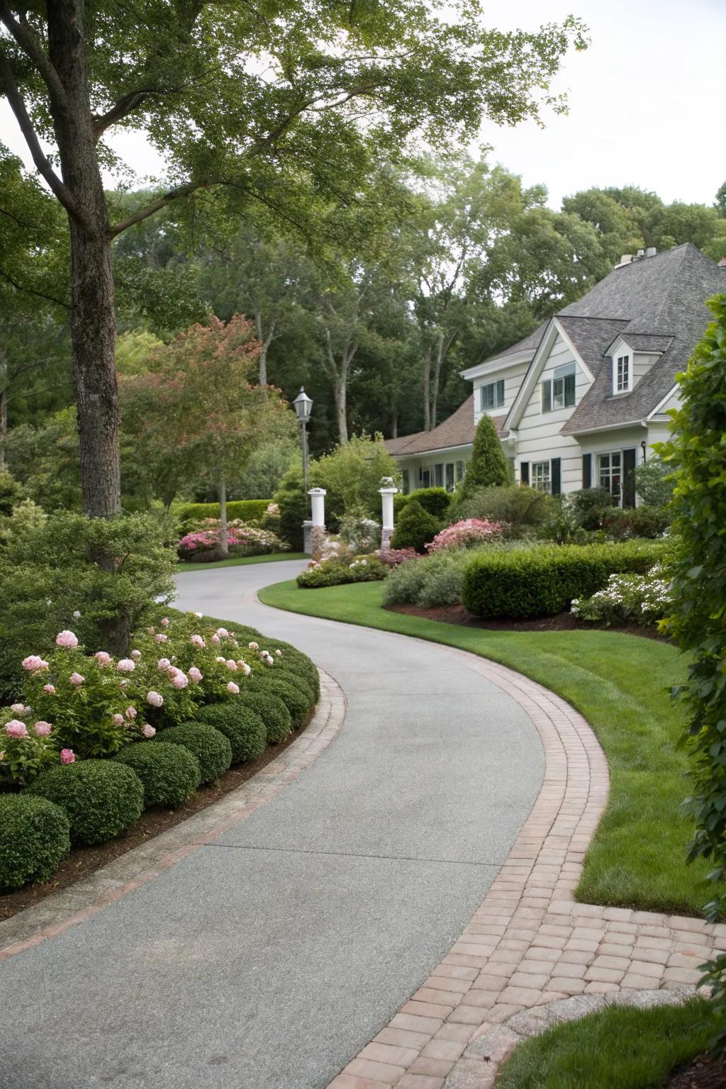 A curving path adds appeal and directs the journey to the home.