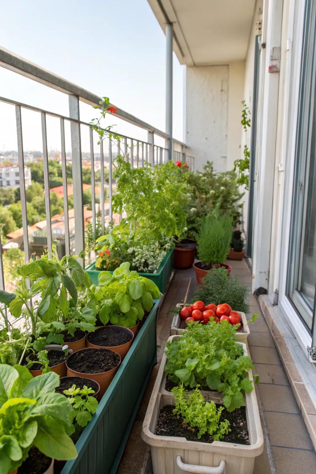 Container gardening utilizes minimal space for cultivating edibles.
