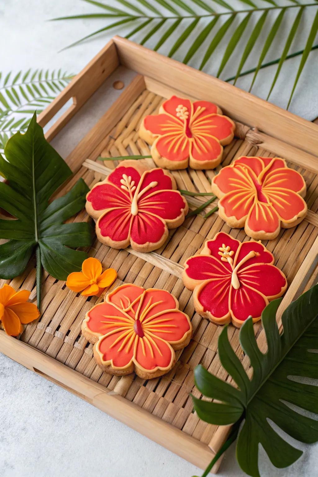 Exotic flower biscuits to impart a dash of pigmentation.