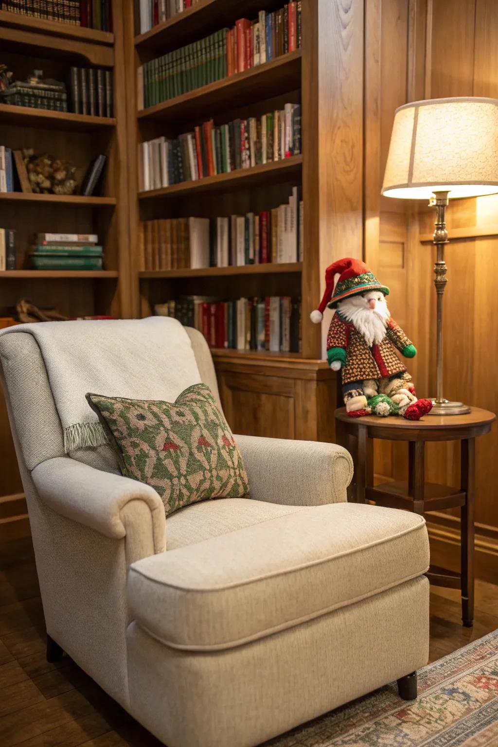 Craft a snug reading nook for your elf to relish holiday stories.