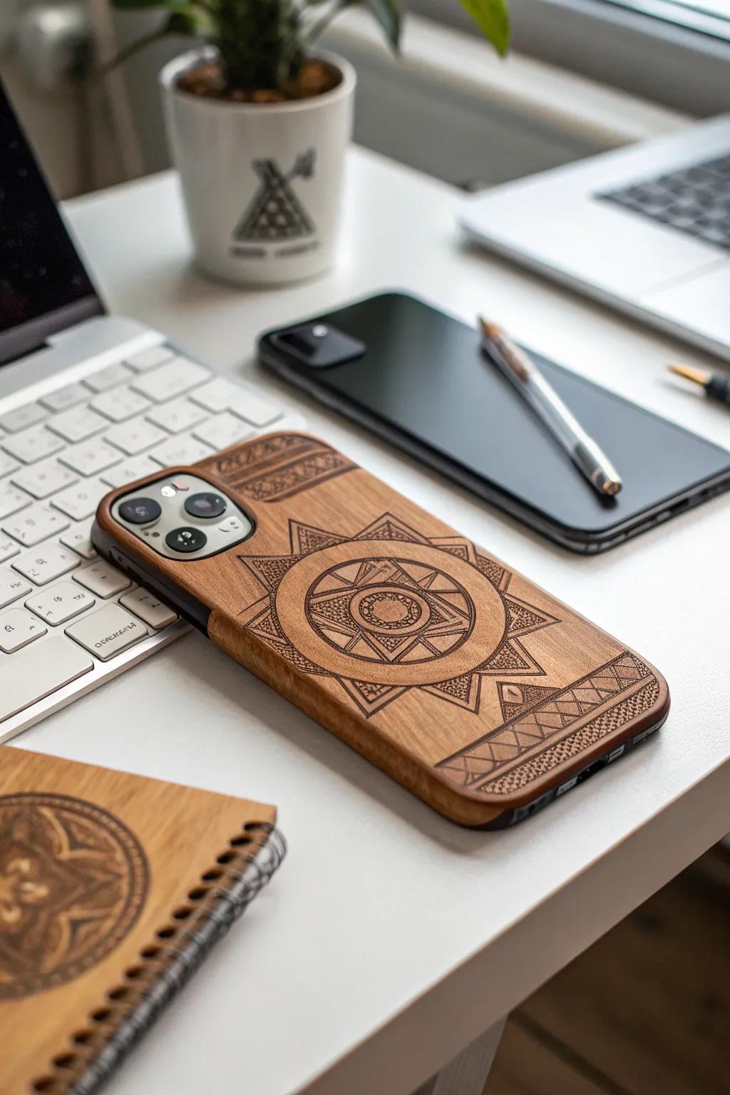 A custom-etched handheld case is a perfect blend of practicality and personalized flair.