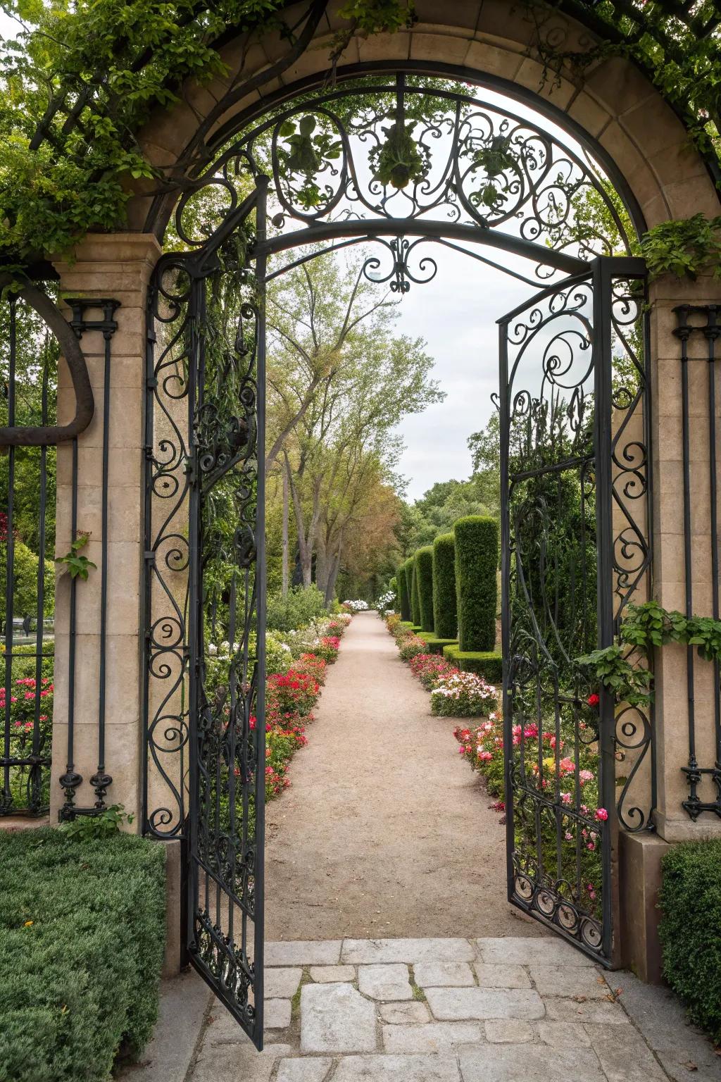 Ornate ironwork brings creative elegance to any entry.