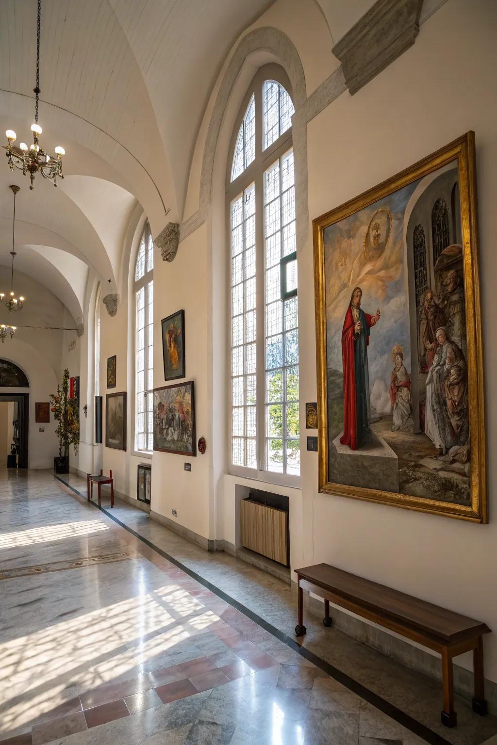 Artful expressions in the church foyer bring faith and beauty together.