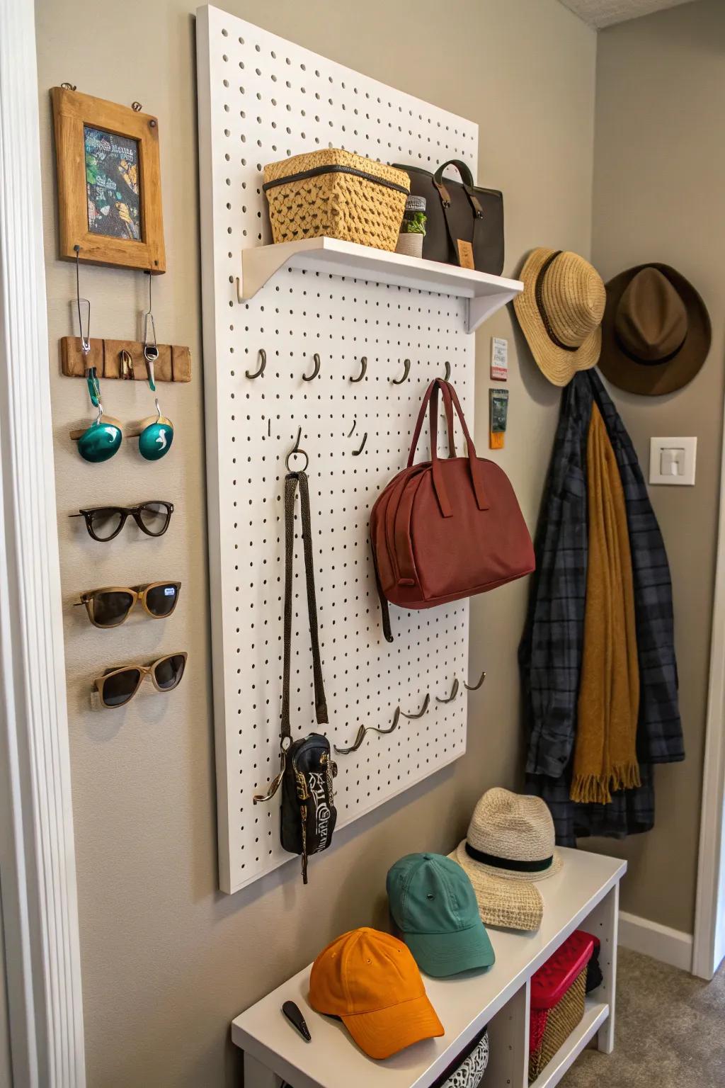 Design your ideal storage layout with a customizable pegboard.