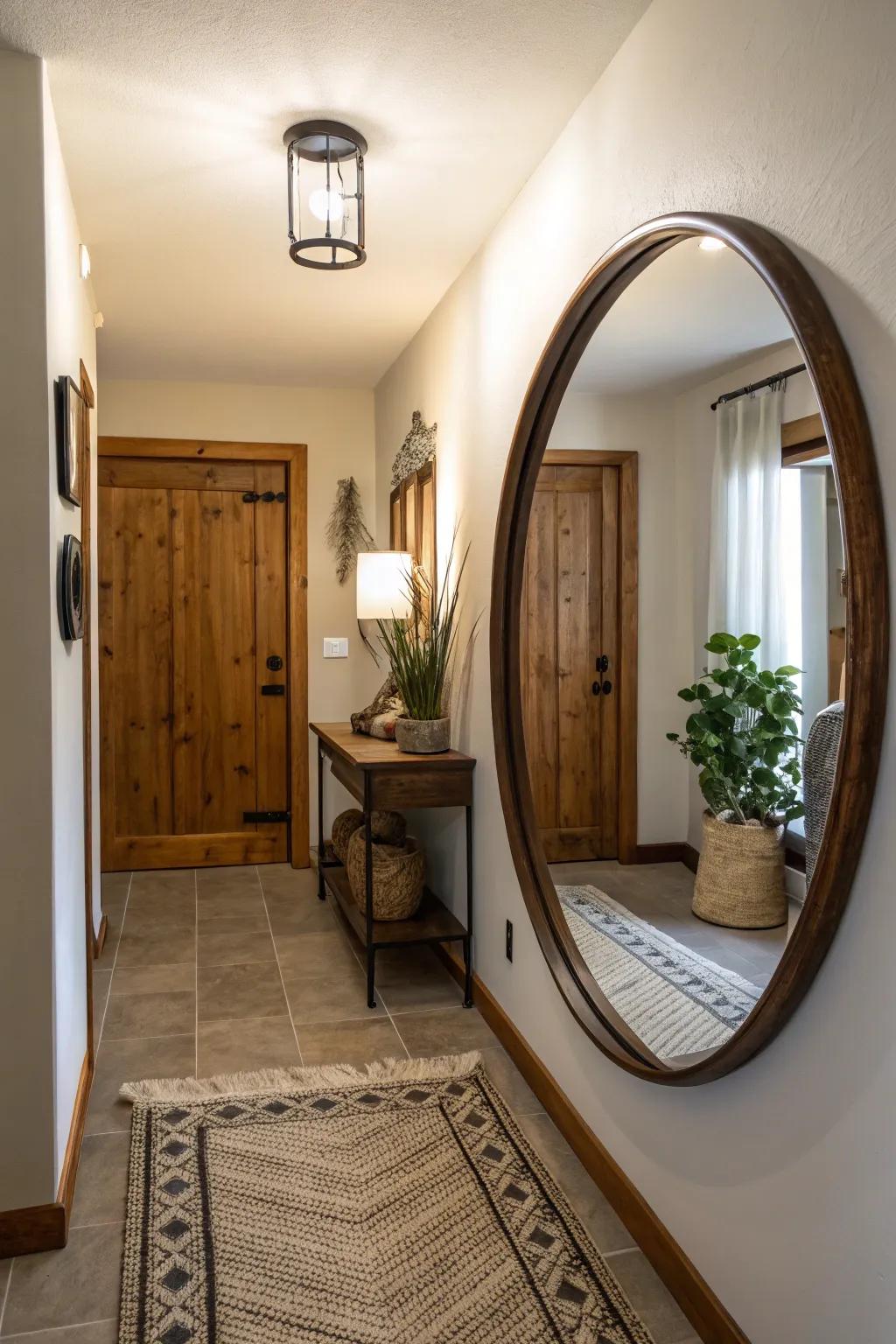 Looking glasses amplify light and space within your entryway.