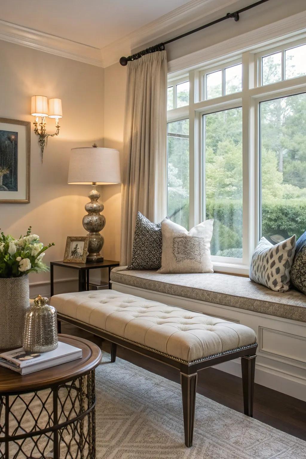 Long seats offer a refined and practical seating solution.