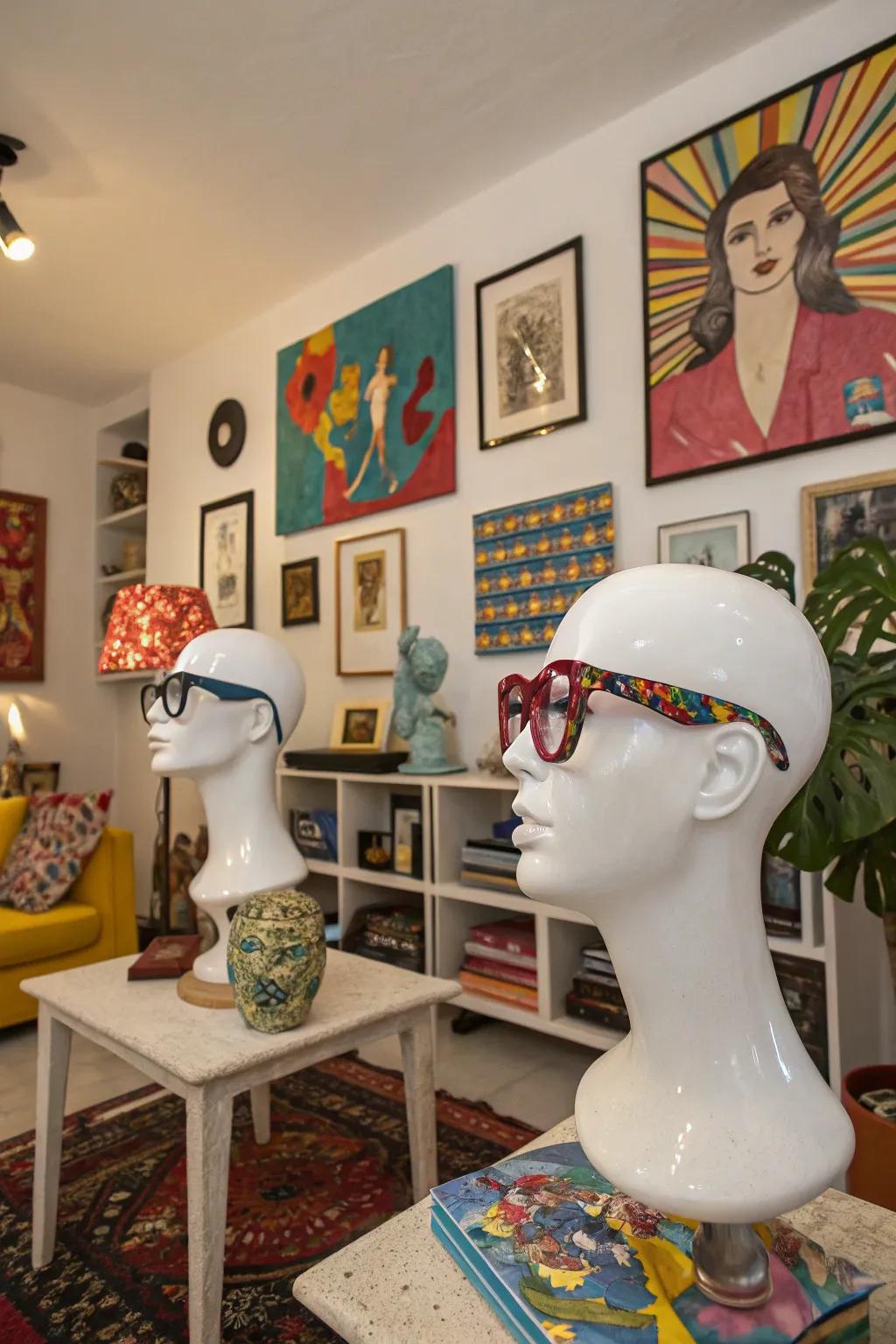 Display your style using decorative mannequin heads.