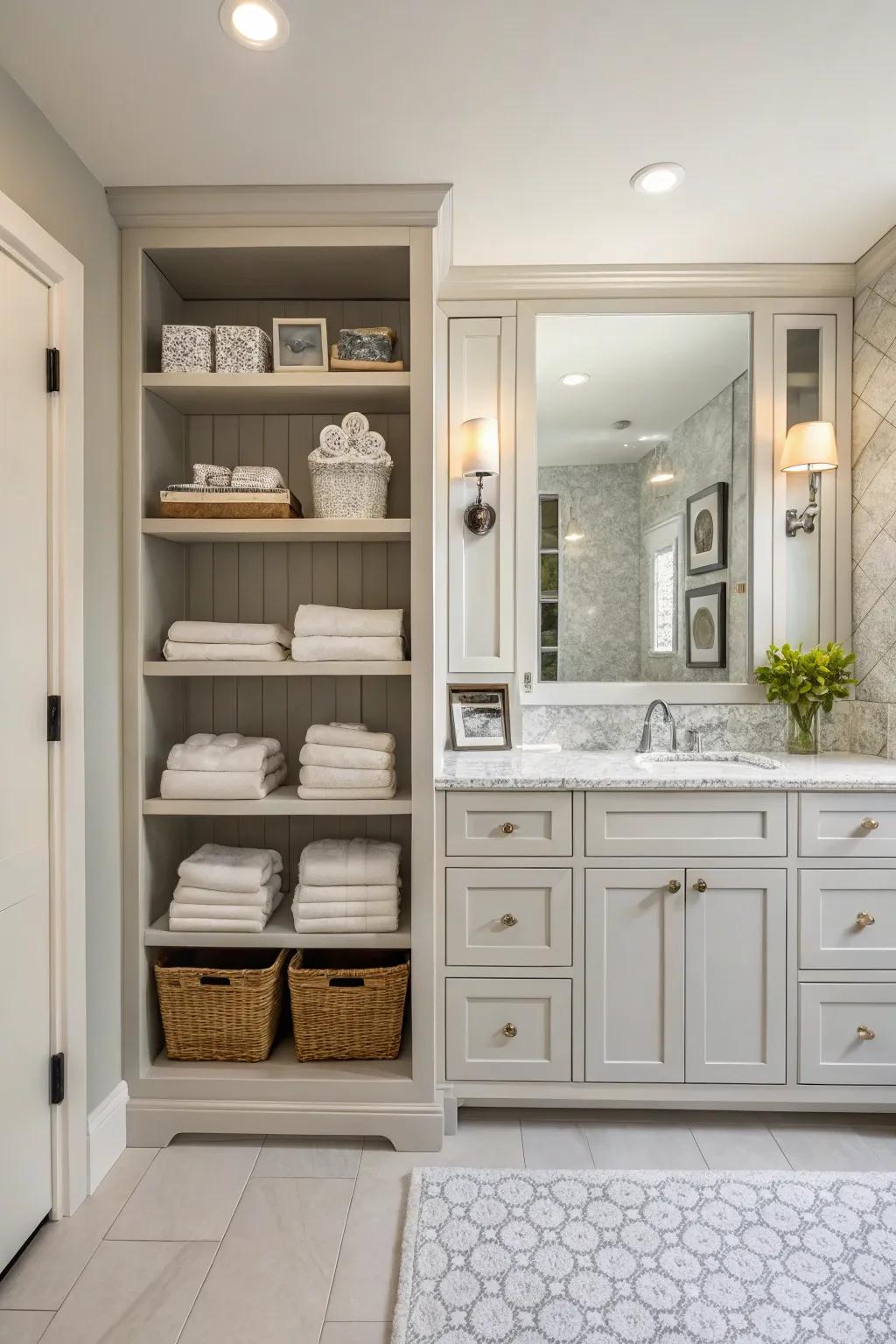 A bathroom where every item has its designated place.