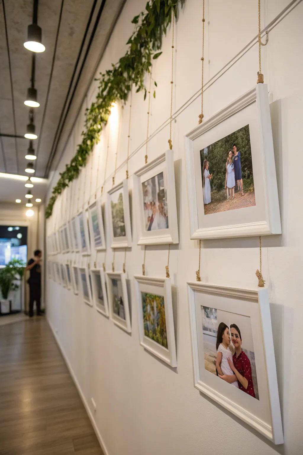 Minimalist photo wall with thin, elegant frames.